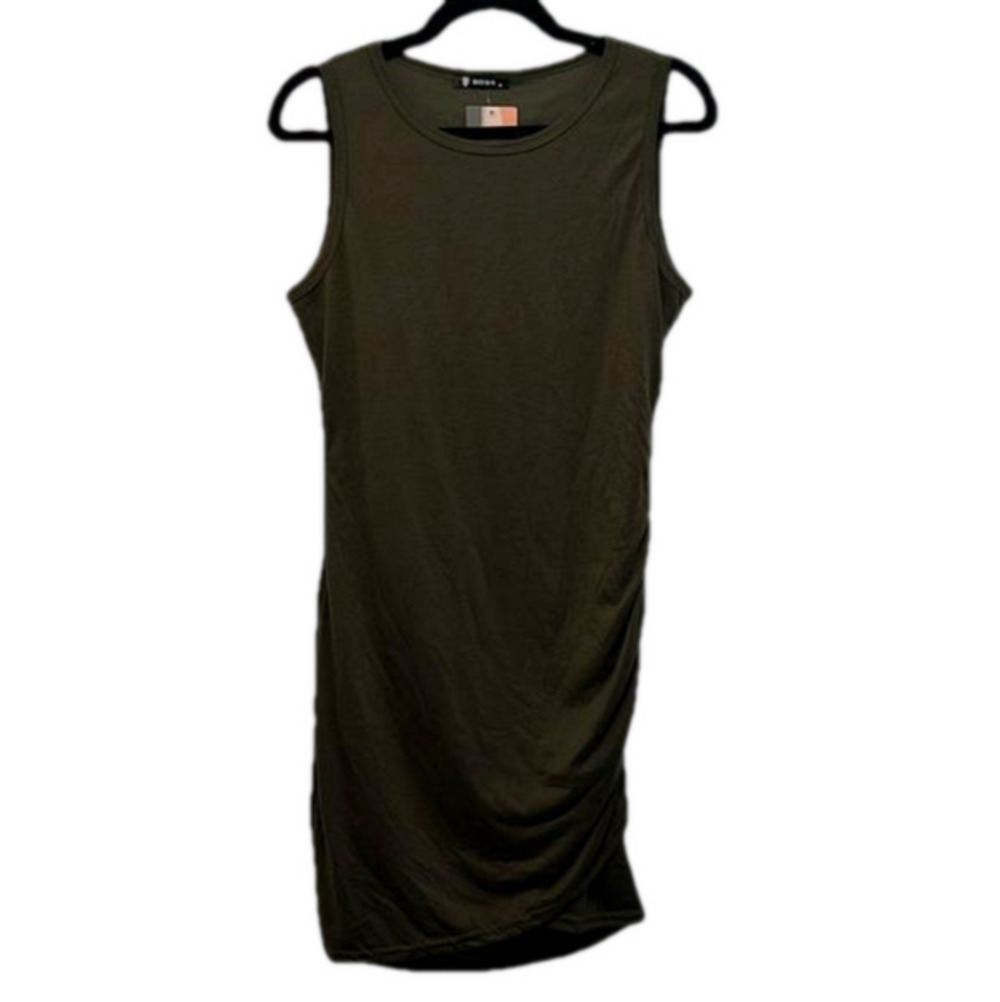 Army green body con dress